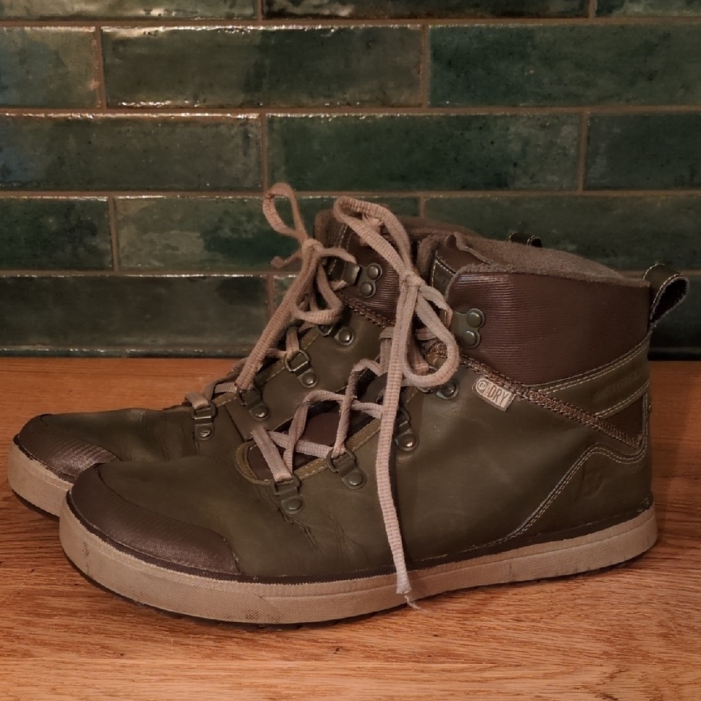 Merrell Dusty Olive Hiking Boots Mens 10.5 Leather Trail Shoes - Picture 3 of 10